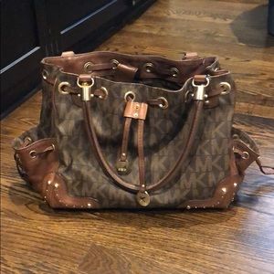 Leather Monogram Print Michael Kors Bag